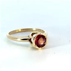 Synthetic Pink Tourmaline Lady's Stone Ring 14K Yellow Gold 3.1g Size:7.5